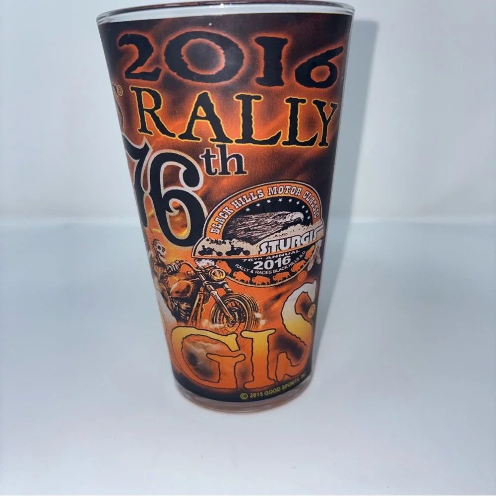 2016 Sturgis 76th Anniversary Pint Glass Black Hills Rally South Dakota Harley